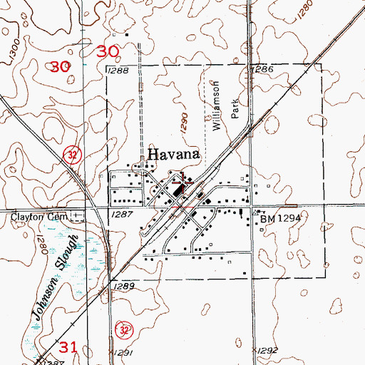 Topographic Map of Havana Weber Taylor Fire District, ND