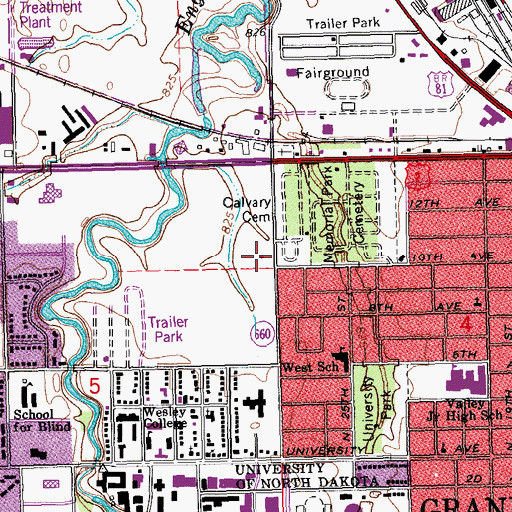 Topographic Map of Grand Forks Fire Station 2, ND