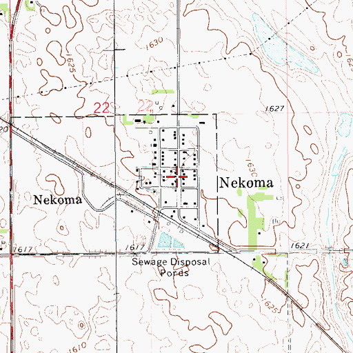 Topographic Map of Nekoma Fire Protection District, ND