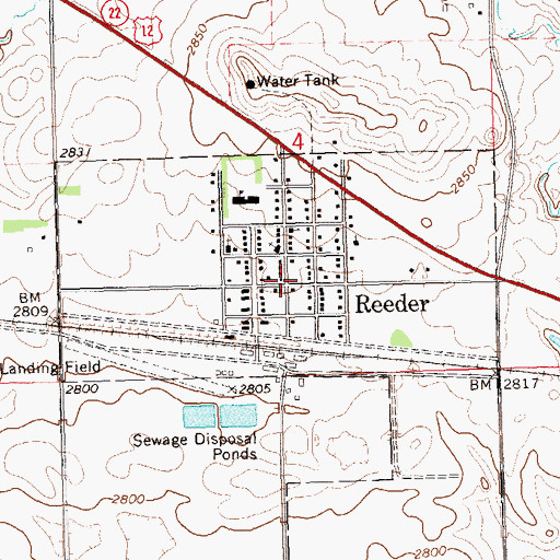 Topographic Map of Reeder Fire District, ND