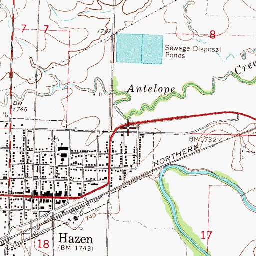 Topographic Map of Hazen Fire Station, ND