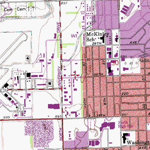 Topographic Map of Fargo Fire Department Station 3, ND
