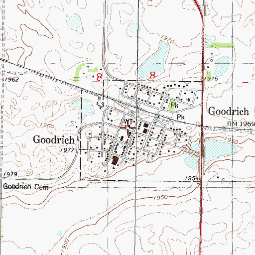 Topographic Map of Goodrich Fire Department, ND