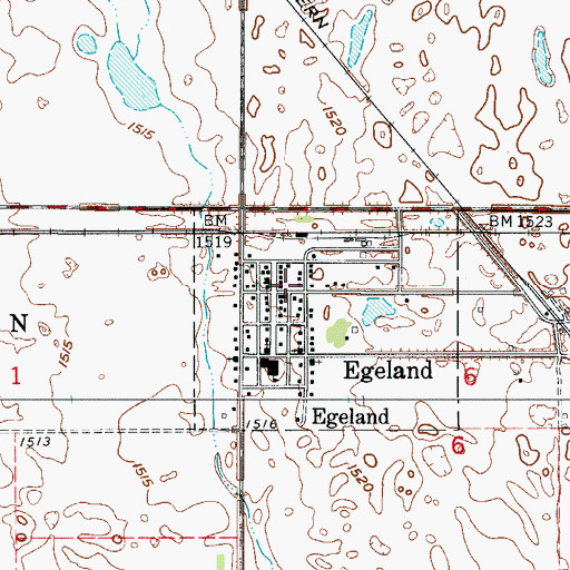 Topographic Map of Egeland Rural Fire Department, ND