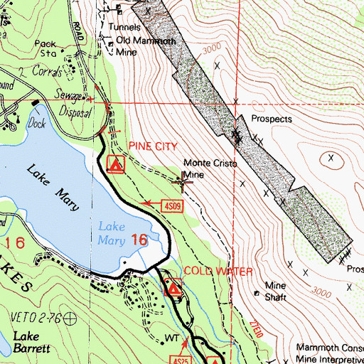 Topographic Map of Monte Cristo Mine, CA