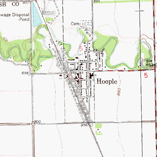 Topographic Map of Hoople Fire Department, ND
