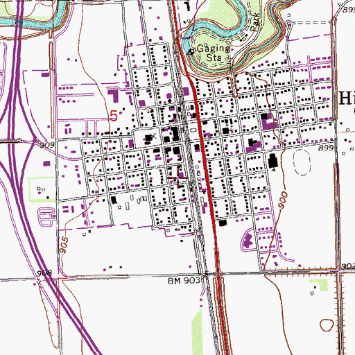 Topographic Map of Hillsboro Fire Station, ND