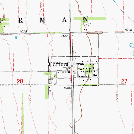 Topographic Map of Clifford Fire Department, ND