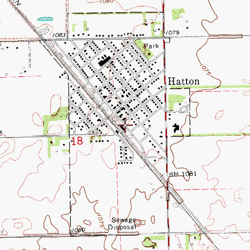 Topographic Map of Hatton Volunteer Fire Department, ND