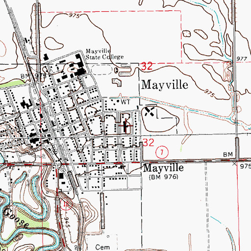 Topographic Map of West Traill Ambulance Service, ND