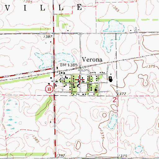 Topographic Map of Verona Fire Department, ND
