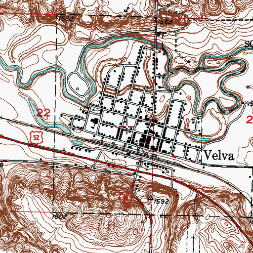 Topographic Map of Velva Ambulance Service, ND