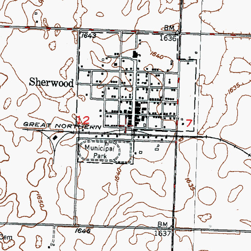 Topographic Map of Sherwood Fire Protection District Station, ND