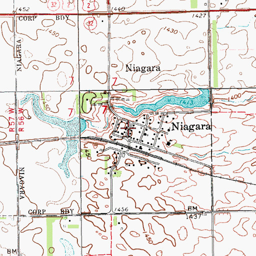 Topographic Map of Niagara Rural Fire Station, ND