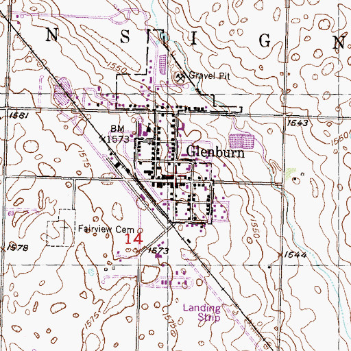 Topographic Map of Glenburn Fire Protection Station, ND