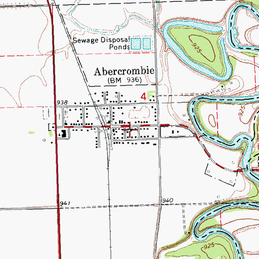 Topographic Map of Abercrombie Fire Department, ND