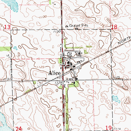 Topographic Map of Alice Fire Protection District Station, ND