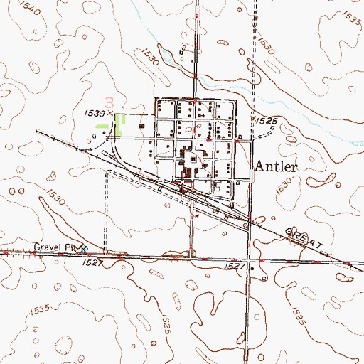 Topographic Map of Antler Rural Fire Protection District, ND
