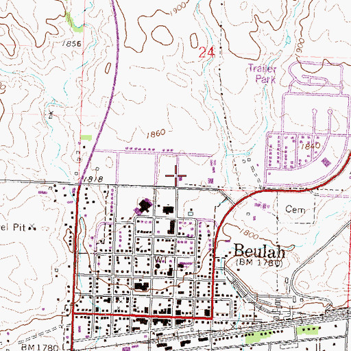 Topographic Map of Beulah Rural Fire Station, ND