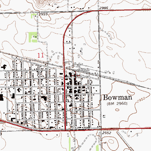 Topographic Map of Bowman Fire Department, ND