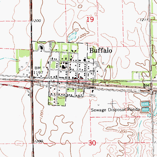 Topographic Map of Buffalo Fire Department, ND