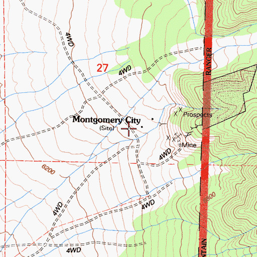 Topographic Map of Montgomery City, CA