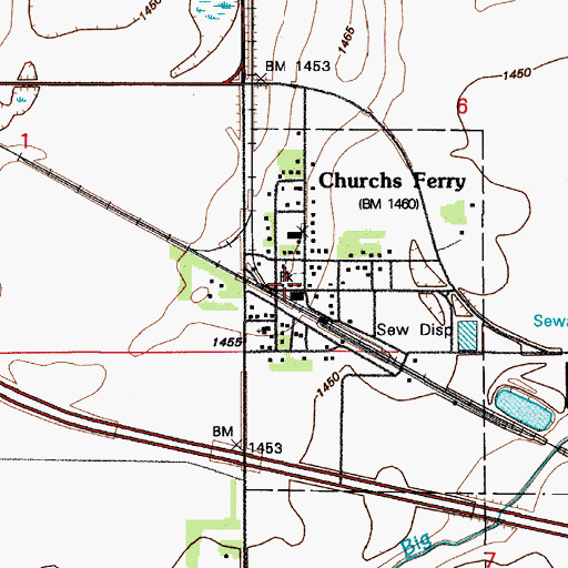 Topographic Map of Churches Fire Station, ND