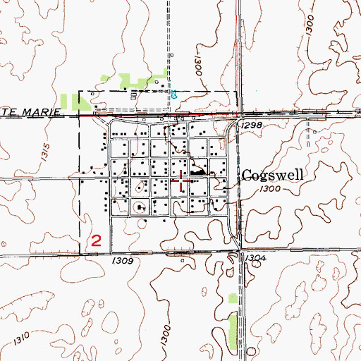 Topographic Map of Cogswell Fire Protection District, ND