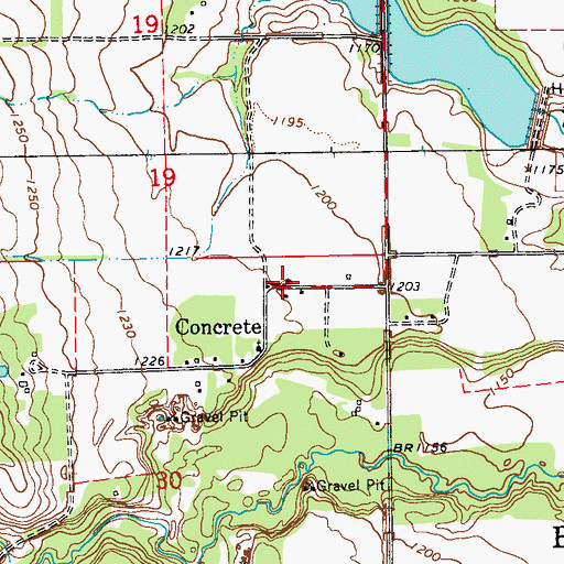 Topographic Map of Concrete Volunteer Fire Station, ND