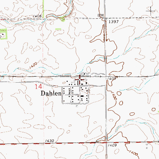Topographic Map of Dahlen Rural Fire Department, ND