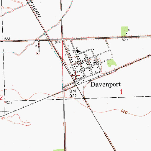 Topographic Map of Davenport Fire Station, ND
