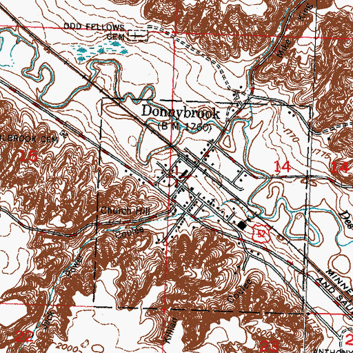 Topographic Map of Donnybrook Fire Protection District, ND