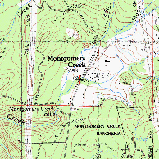 Topographic Map of Montgomery Creek, CA