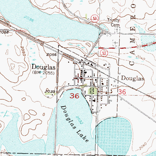 Topographic Map of Douglas Volunteer Fire Department, ND