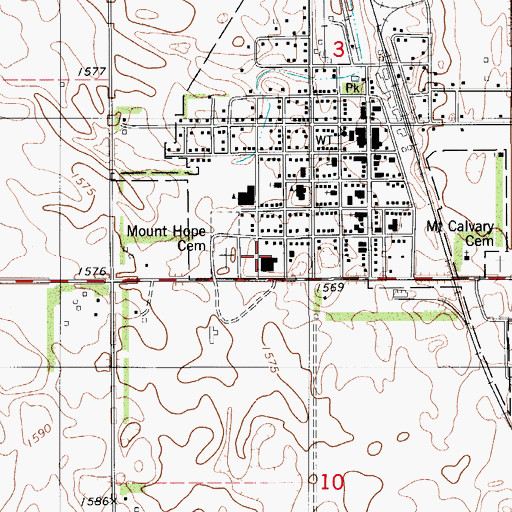 Topographic Map of Edgeley Rural Fire Station, ND