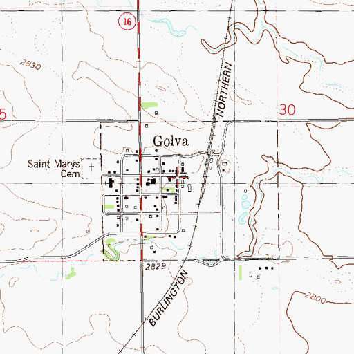 Topographic Map of Golva Rural Fire Station, ND
