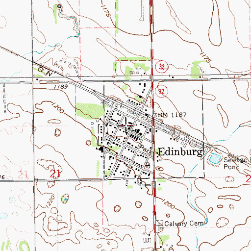 Topographic Map of Edinburg Fire Protection District, ND