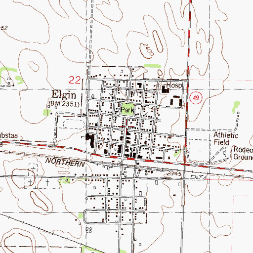 Topographic Map of Elgin Fire District, ND