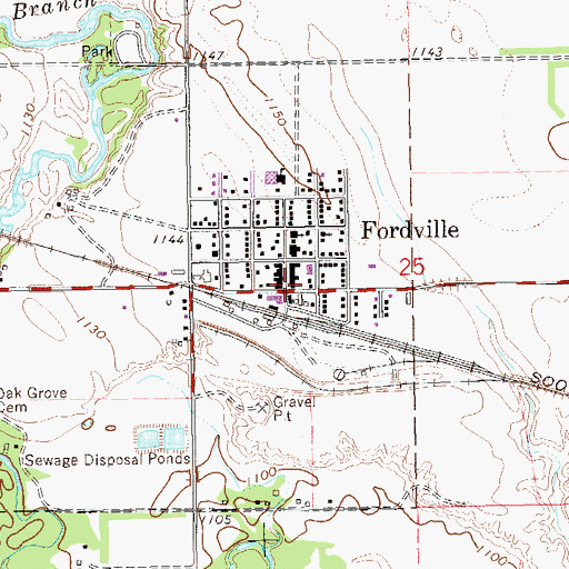 Topographic Map of Fordville Fire Protection District, ND