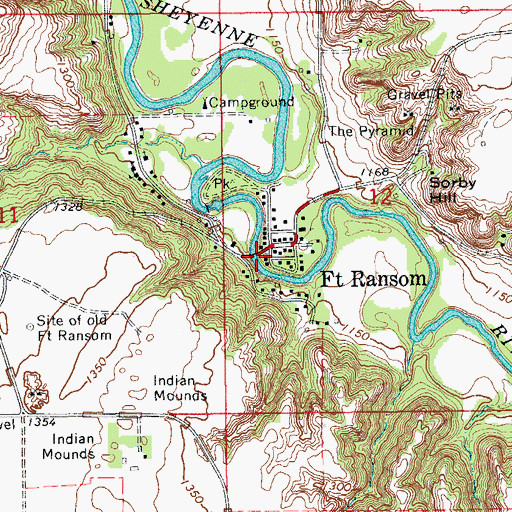 Topographic Map of Fort Ransom Rural Fire Department Station, ND