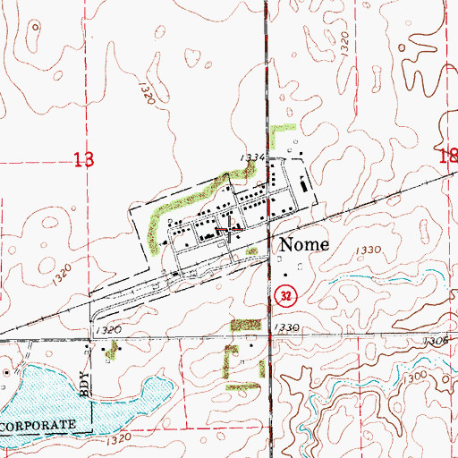 Topographic Map of Nome Fire Protection District, ND