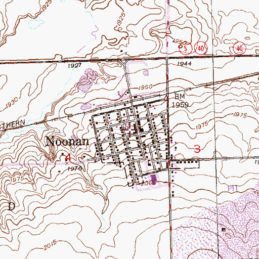 Topographic Map of Noonan Fire Department, ND