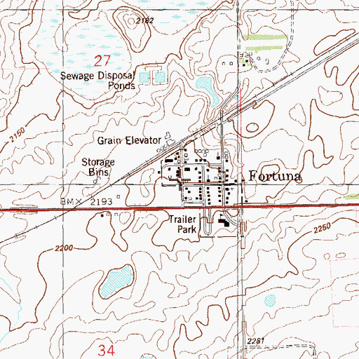 Topographic Map of Fortuna Fire Protection District Station, ND