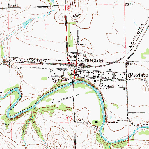 Topographic Map of Gladstone Consolidated Fire District, ND