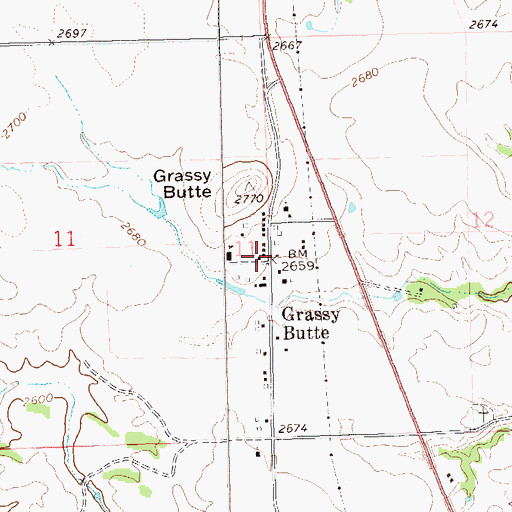 Topographic Map of Grassy Butte Fire Department, ND