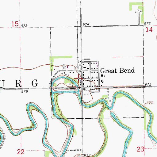 Topographic Map of Great Bend Fire Protection District, ND