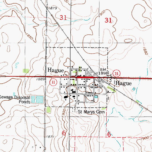 Topographic Map of Hague Fire Protection District Station, ND