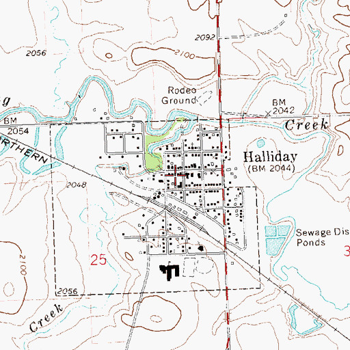 Topographic Map of Halliday Fire Station, ND