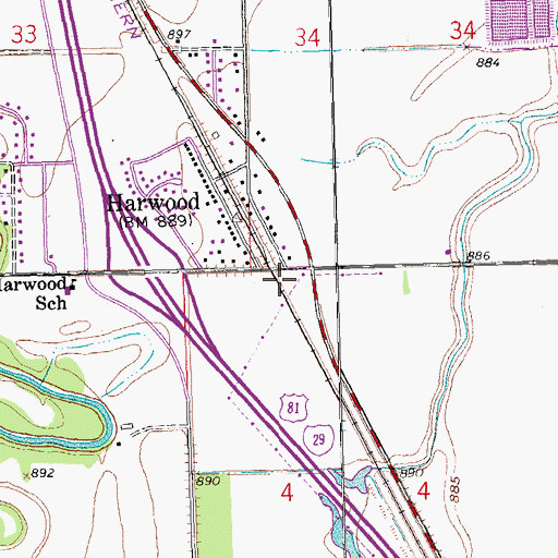 Topographic Map of Harwood Fire and Rescue Station, ND