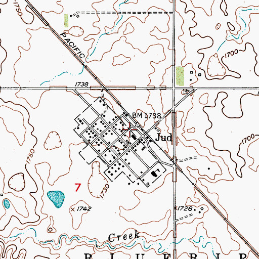 Topographic Map of Jud Rural Fire Station, ND